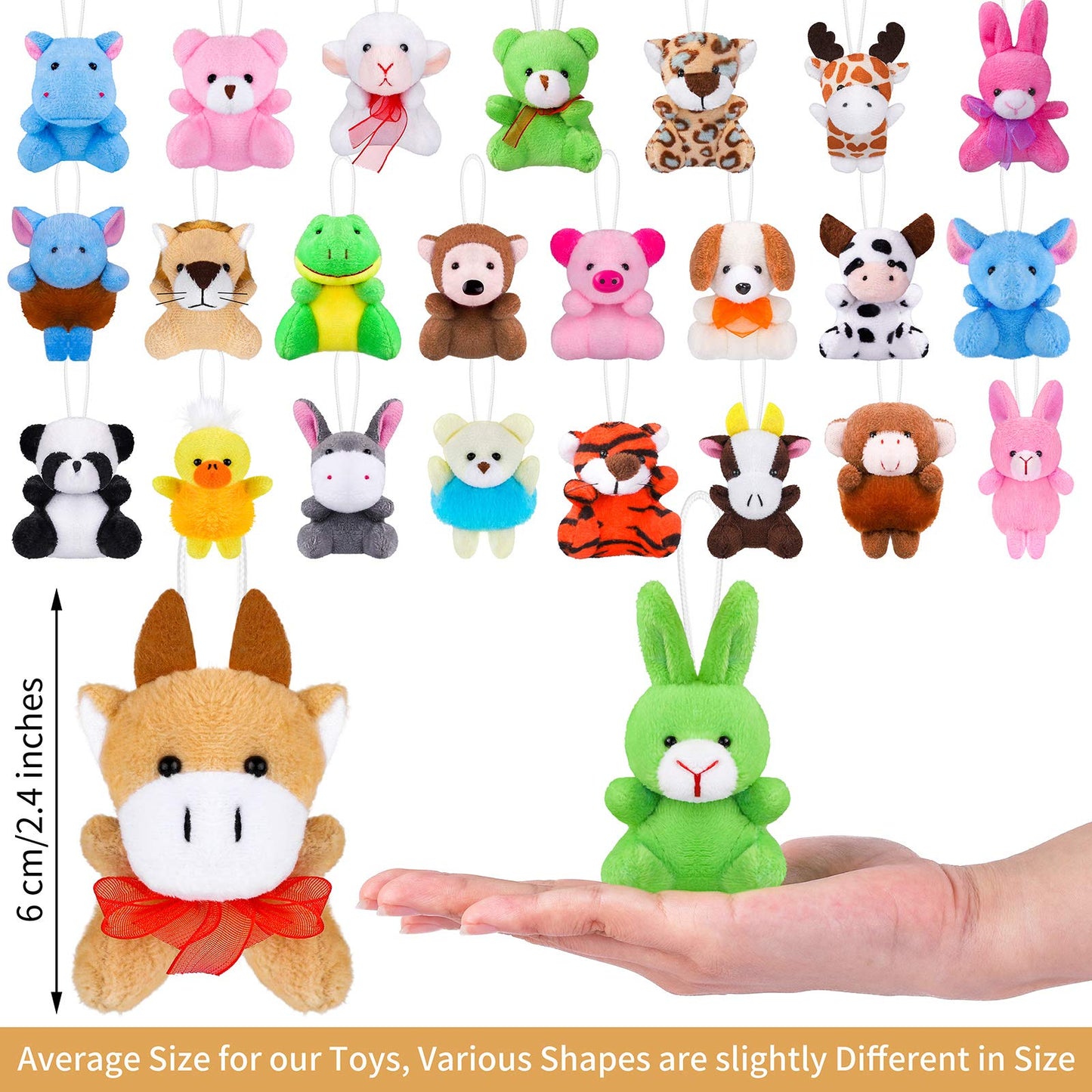 JUMPING EARS 32 Pack Mini Plush Animals Toys Set, Jungle Animal Plush Toys Stuffed Animals Set for Easter Hunts, Basket Stuffers, Easter Party Favor, Goodie Bag Fillers