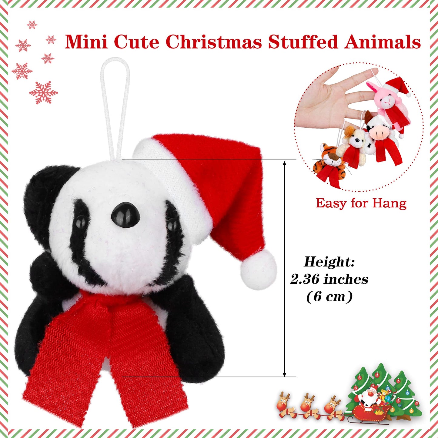 JUMPING EARS 36 Piece Mini Christmas Stuffed Animals Plush Toy Set - Animal Plush Toys for Christmas Tree Decorations, Stockings, Birthday, Wedding, Party Favors