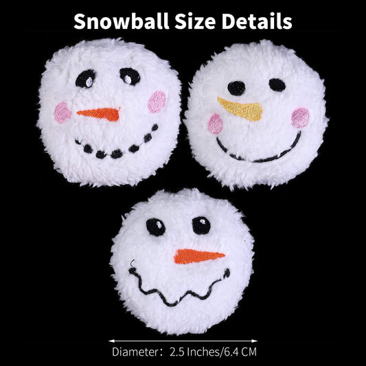 JUMPING EARS 12 Pack Snow Toy Ball Set Plush Snowmen Balls Snow Fight Ball with A Bag Realistic for Adult Kid Winter Game
