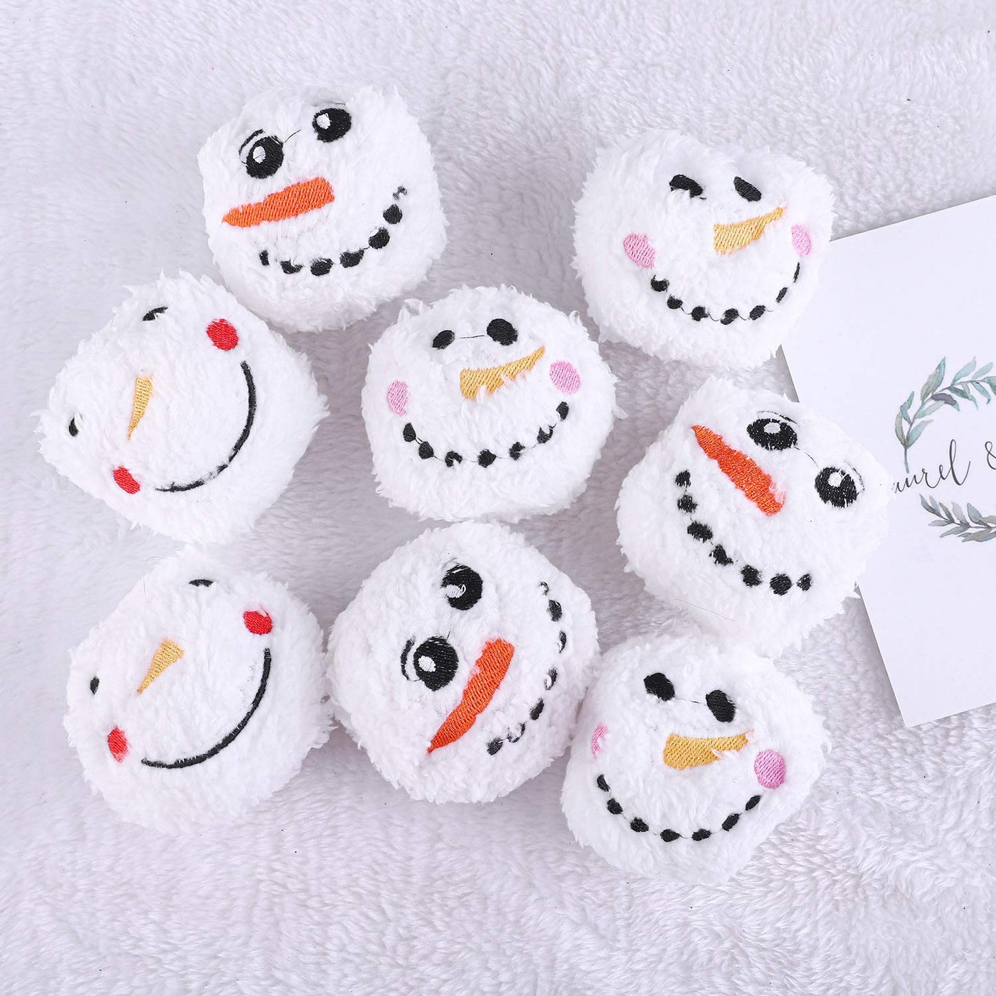 JUMPING EARS 12 Pack Snow Toy Ball Set Plush Snowmen Balls Snow Fight Ball with A Bag Realistic for Adult Kid Winter Game