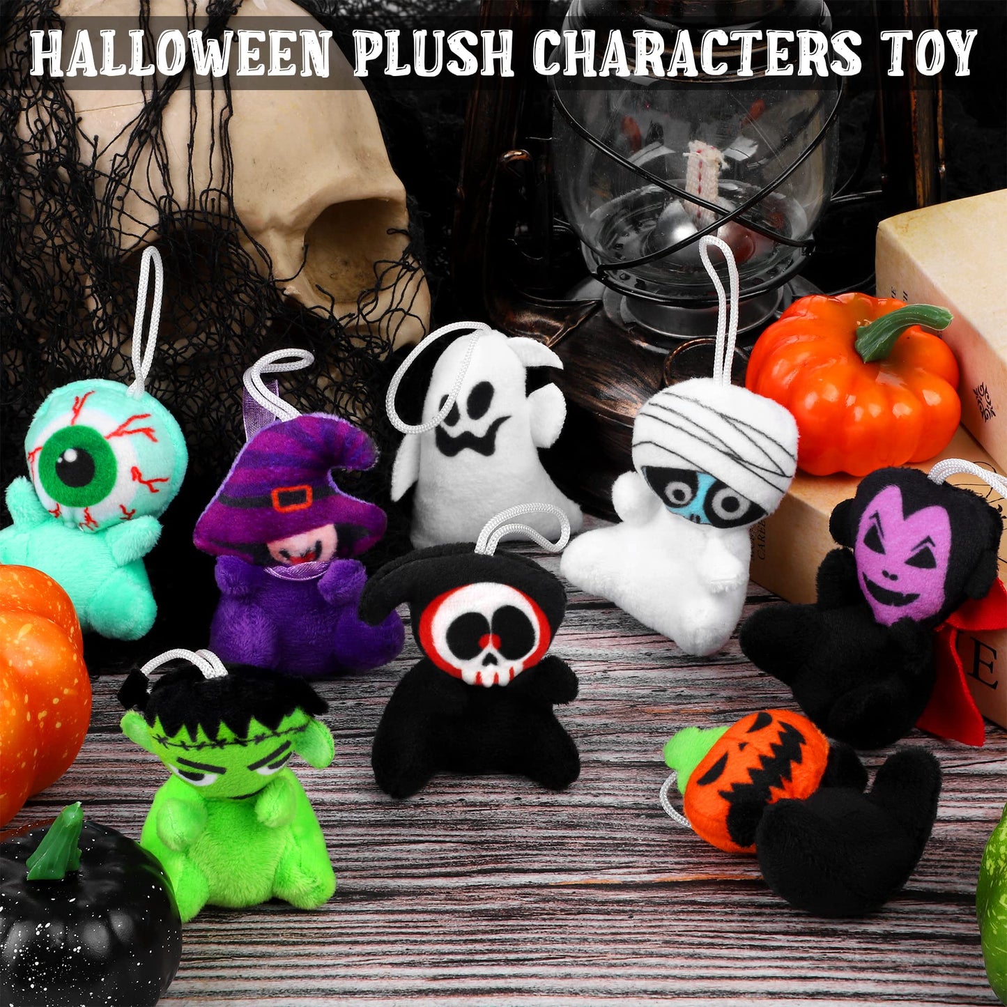 JUMPING EARS 24 Mini Characters Toy - 2.4 Inch Plush for Halloween Goodie Bag Party Favors Trick or Treat Gift