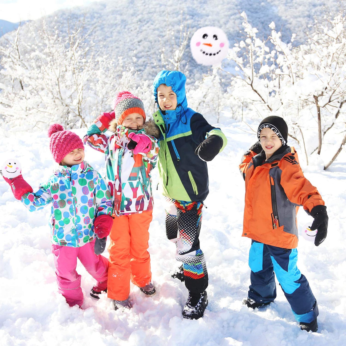 JUMPING EARS 12 Pack Snow Toy Ball Set Plush Snowmen Balls Snow Fight Ball with A Bag Realistic for Adult Kid Winter Game