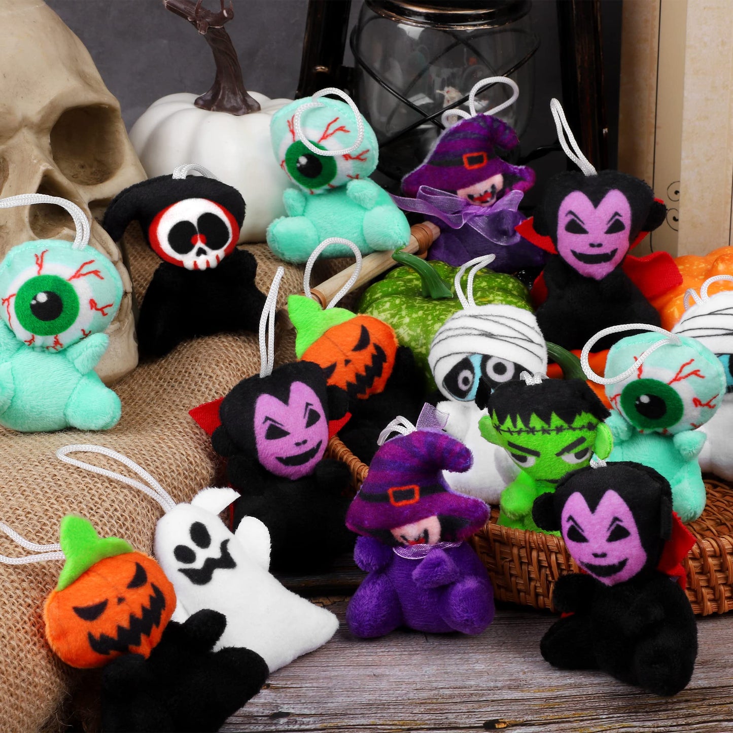 JUMPING EARS 24 Mini Characters Toy - 2.4 Inch Plush for Halloween Goodie Bag Party Favors Trick or Treat Gift