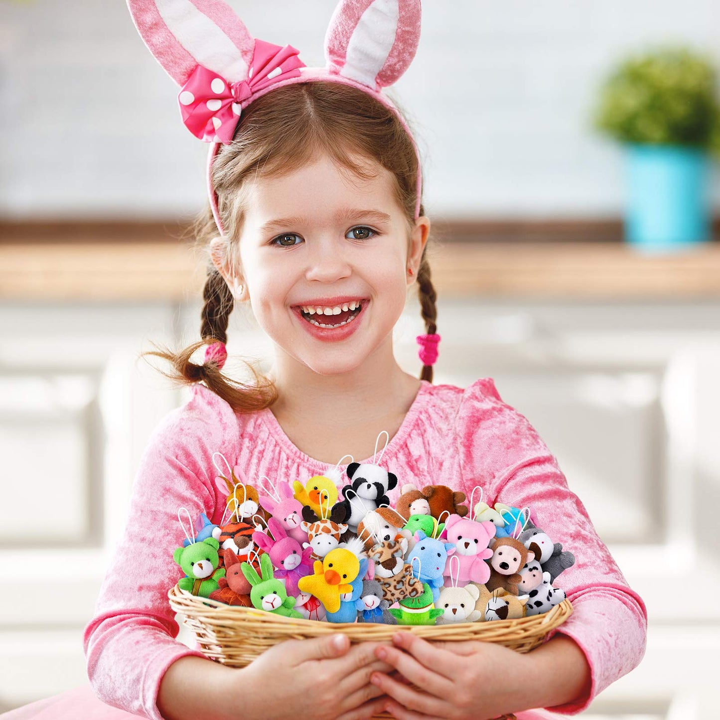 JUMPING EARS 32 Pack Mini Plush Animals Toys Set, Jungle Animal Plush Toys Stuffed Animals Set for Easter Hunts, Basket Stuffers, Easter Party Favor, Goodie Bag Fillers