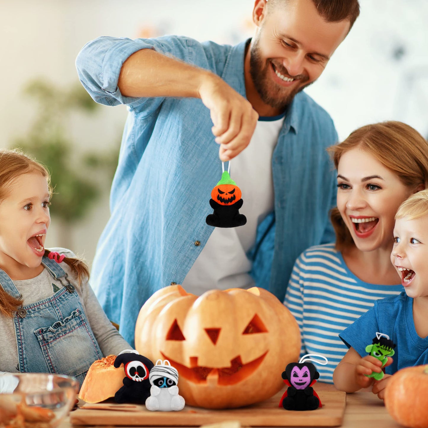 JUMPING EARS 24 Mini Characters Toy - 2.4 Inch Plush for Halloween Goodie Bag Party Favors Trick or Treat Gift