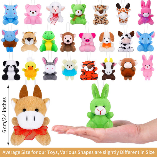 JUMPING EARS 32 Pack Mini Plush Animals Toys Set, Jungle Animal Plush Toys Stuffed Animals Set for Easter Hunts, Basket Stuffers, Easter Party Favor, Goodie Bag Fillers