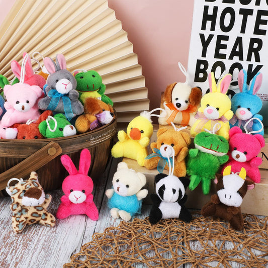 JUMPING EARS 48 Pieces Mini Plush Animals Toys Set Lovely Small Stuffed Animal Keychain Decor for Easter Hunts, Party Favors, Carnival Prizes, Egg Hunt Supplies, Goodie Bag Fillers